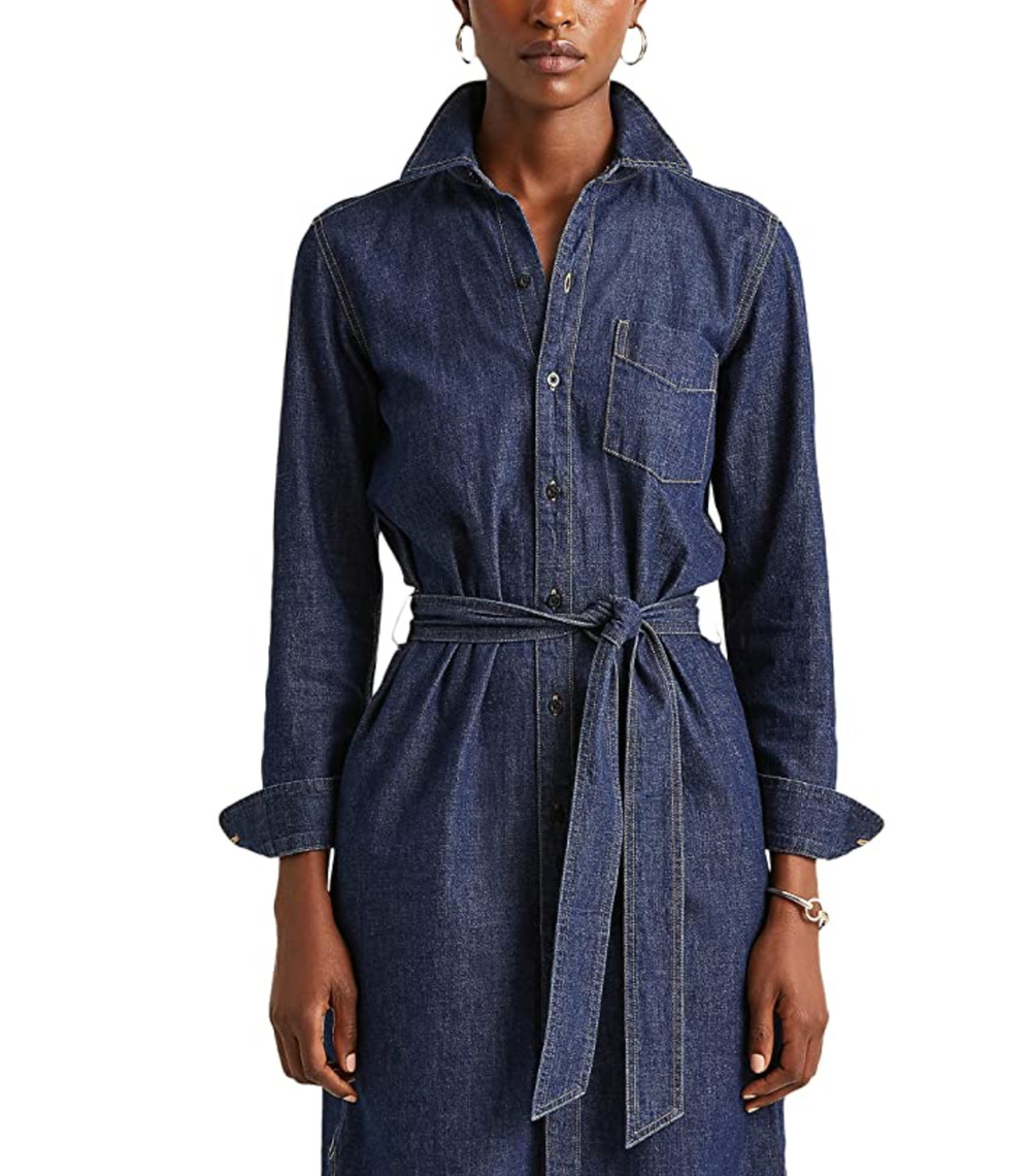 Lauren Ralph Lauren Women Belted Denim Shirtdress Pure Rinse Wash Size L